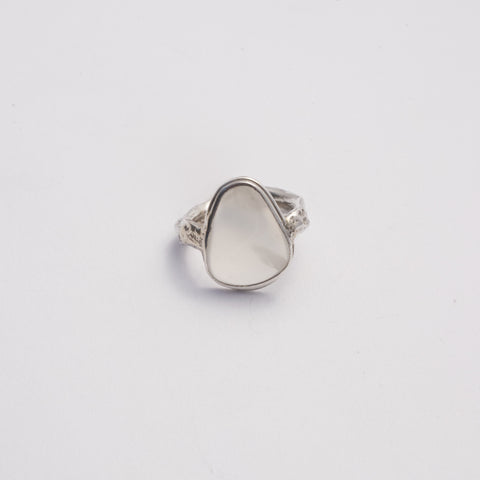 White Agate Imprinted Ring