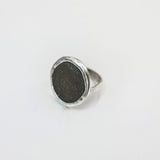 ANTIQUE METAL BUTTON RING {silver}