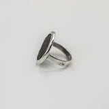 ANTIQUE METAL BUTTON RING {silver}
