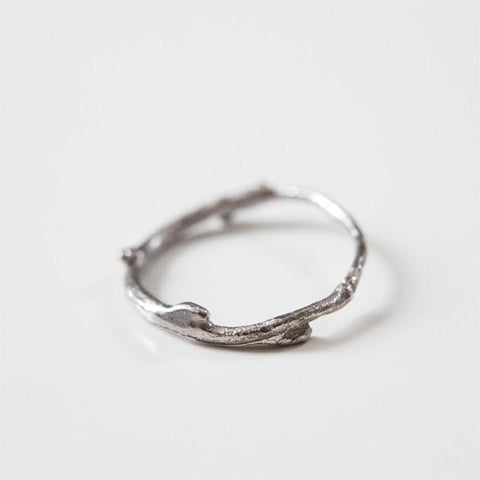 Thin Silver branch wedding ring