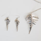 Fern Pendant in Recycled Sterling Silver with Earrings