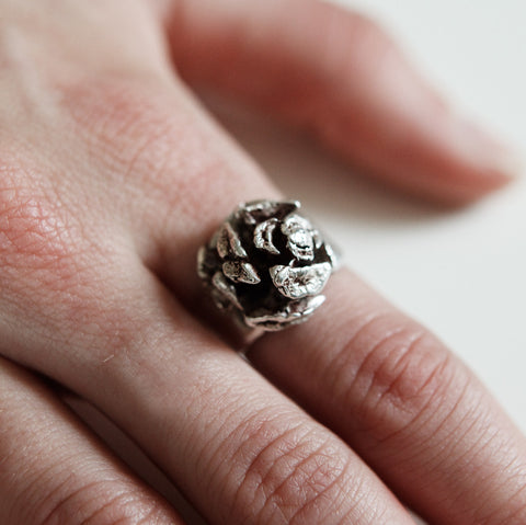 Pine Cone Ring in Recycled Sterling Silver
